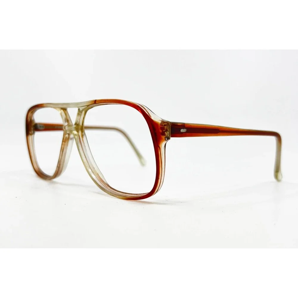 Zinco Kennedy Eyeglass Frames Mens Brown Fade Aviator Double Bridge 56-16-140